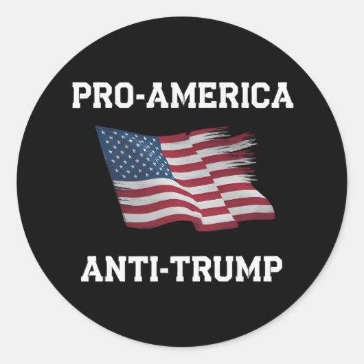Pro-Amerika Anti-Trump Vlag van de VS Ronde Sticker (Voorkant)