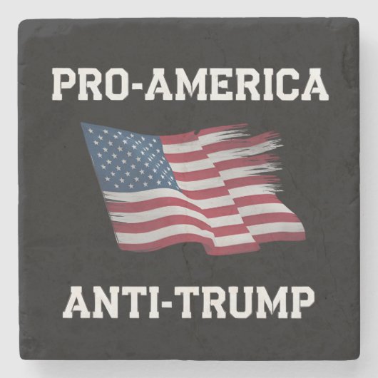 Pro-Amerika Anti-Trump  Vlag van de VS Stenen Onderzetter (Voorkant)
