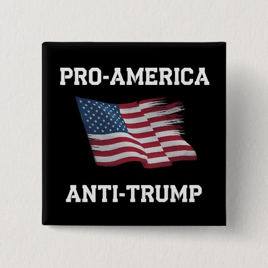 Pro-Amerika Anti-Trump Vlag van de VS Vierkante Button 5,1 Cm (Voorkant)