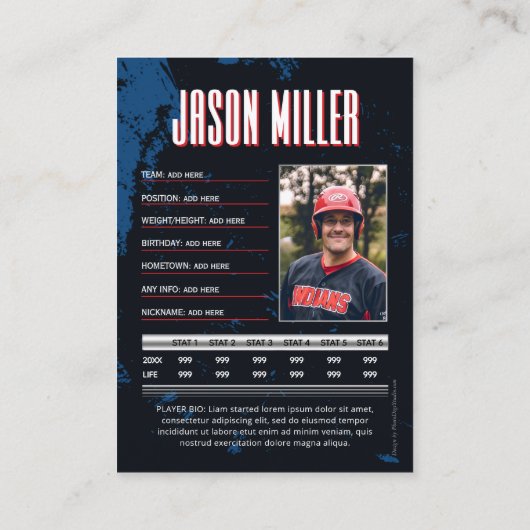 PRO Baseball Kaart met Stats Player Trading Kaart Contactkaartje (Achterkant)