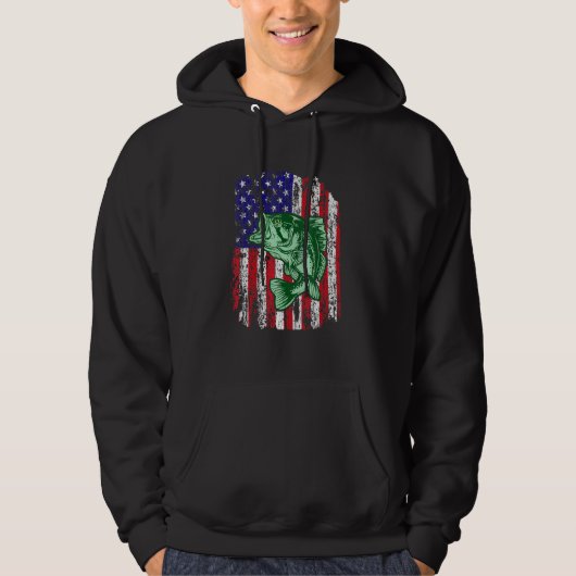 Pro Bass Gevist Amerikaanse vlag Angler Visser 4t Hoodie (Voorkant)