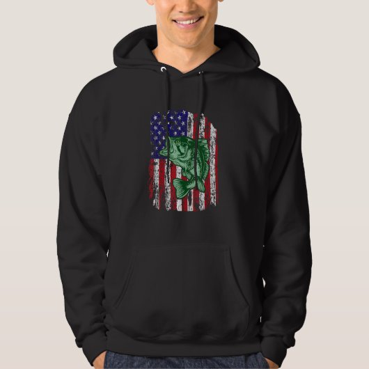 Pro Bass Gevist Amerikaanse vlag Angler Visser 4t Hoodie (Voorkant)