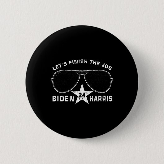 Pro Biden Harris President Democracy Campaign Vint Ronde Button 5,7 Cm (Voorkant)