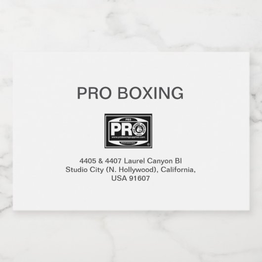 PRO BOKSEN VOEDSELCONTAINER ETIKET (Enkel label)