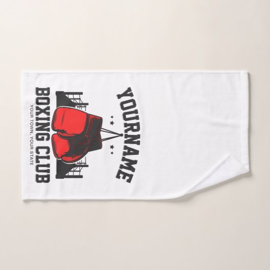 Pro Boxer ADD NAME Rode Handschoenen Boksen Ring T Bad Handdoek (Handdoek)