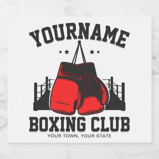 Pro Boxer ADD NAME Rode Handschoenen Boksen Ring T Bier Etiket (Enkel label)