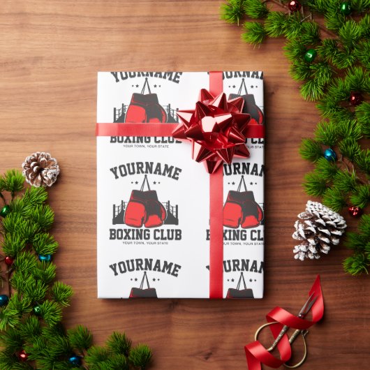 Pro Boxer ADD NAME Rode Handschoenen Boksen Ring T Cadeaupapier (Feestdagen Geschenken)