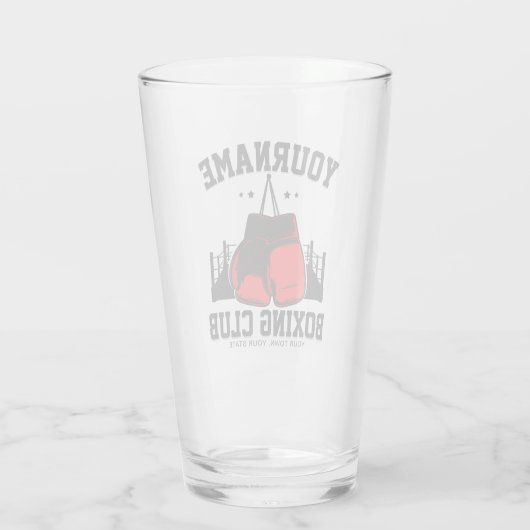 Pro Boxer ADD NAME Rode Handschoenen Boksen Ring T Glas (Achterkant)