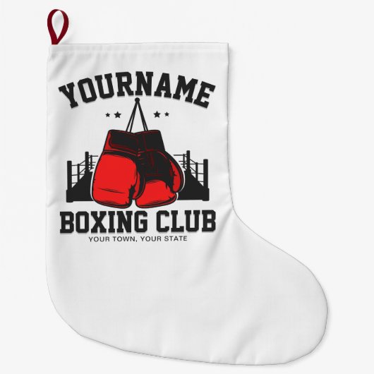 Pro Boxer ADD NAME Rode Handschoenen Boksen Ring T Grote Kerstsok (Voorkant)