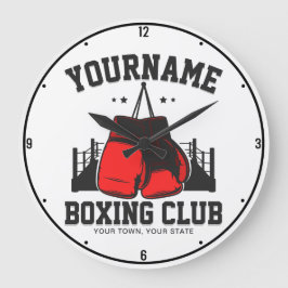 Pro Boxer ADD NAME Rode Handschoenen Boksen Ring T Grote Klok