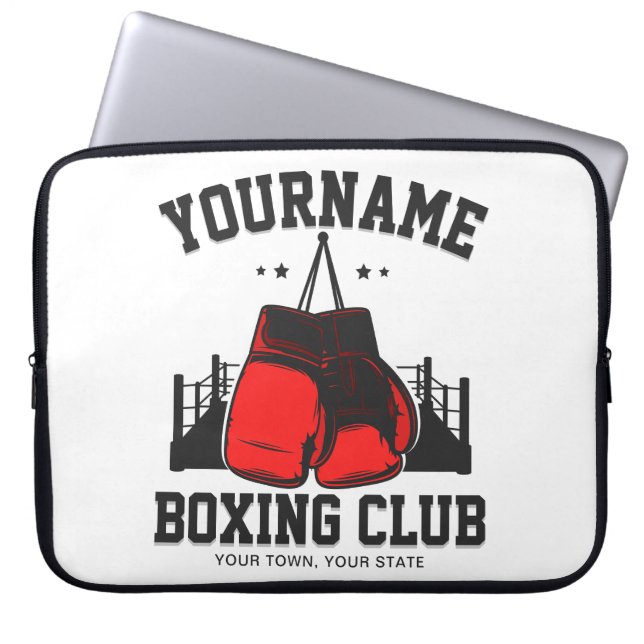 Pro Boxer ADD NAME Rode Handschoenen Boksen Ring T Laptop Sleeve (Voorkant)