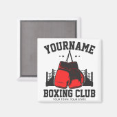 Pro Boxer ADD NAME Rode Handschoenen Boksen Ring T Magneet (Voorkant / Achterkant)