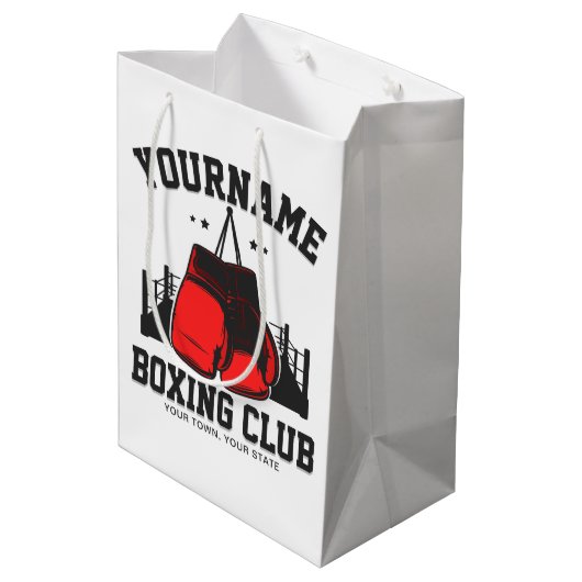 Pro Boxer ADD NAME Rode Handschoenen Boksen Ring T Medium Cadeauzakje (Achterkant Gekanteld)