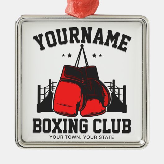 Pro Boxer ADD NAME Rode Handschoenen Boksen Ring T Metalen Ornament (Voorkant)