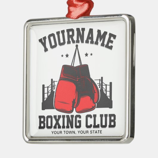 Pro Boxer ADD NAME Rode Handschoenen Boksen Ring T Metalen Ornament (Links)