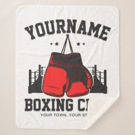 Pro Boxer ADD NAME Rode Handschoenen Boksen Ring T Sherpa Deken