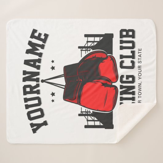 Pro Boxer ADD NAME Rode Handschoenen Boksen Ring T Sherpa Deken (Voorkant (horizontaal))