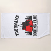 Pro Boxer ADD NAME Rode Handschoenen Boksen Ring T Strandlaken (Voorkant)