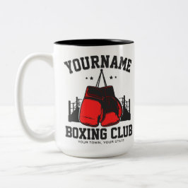 Pro Boxer ADD NAME Rode Handschoenen Boksen Ring T Tweekleurige Koffiemok