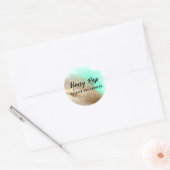 Pro-branding Gold- en Turquoise-kaarsenlabels Ronde Sticker (Envelop)