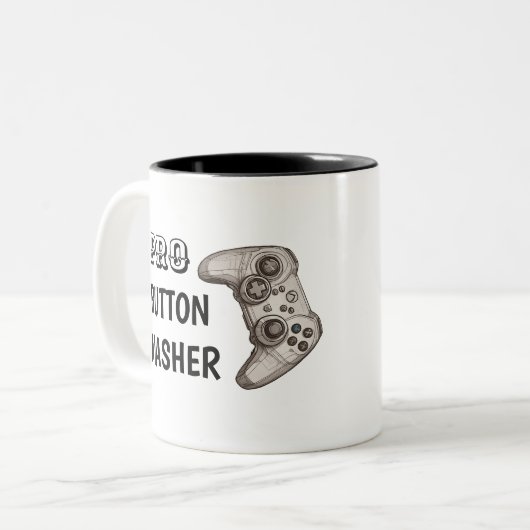 Pro Button Masher | Grappige video game controller Tweekleurige Koffiemok (Voorkant links)
