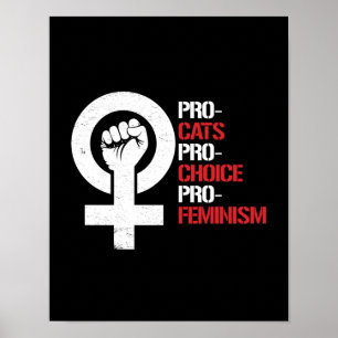 Pro-Cats Pro-Choice Pro-feminisme — wit - Poster