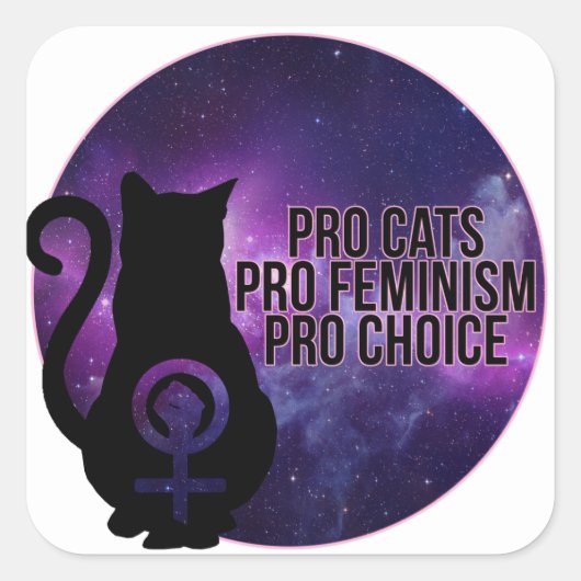 Pro Cats, Pro Feminism, Pro Choice. Vierkante Sticker (Voorkant)
