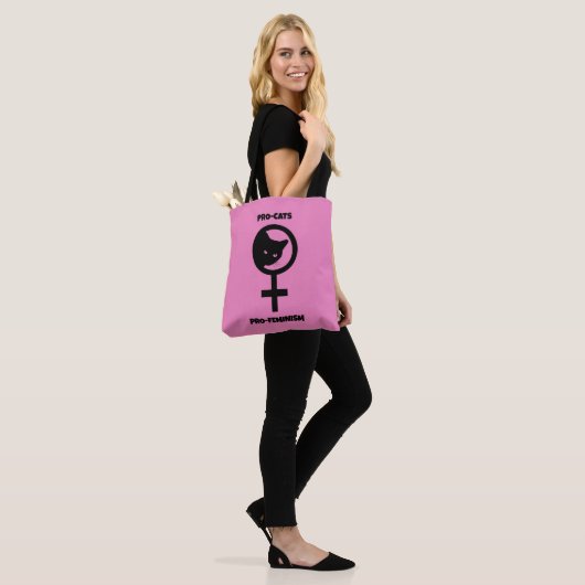 Pro Cats Pro Feminism Tote Bag (Op model)