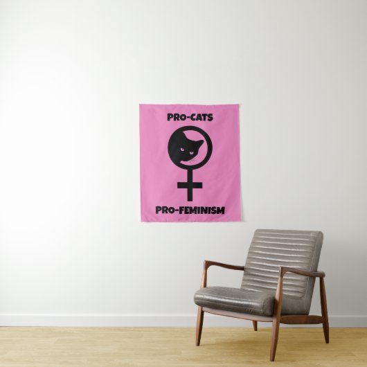Pro Cats Pro Feminism Wandkleed (In situ)