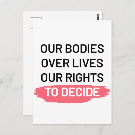 Pro Choice Aboration Rights Design Briefkaart (Voorkant / Achterkant)