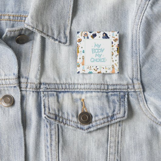 Pro-Choice Floral gepatterned Vierkante Button 5,1 Cm (In situ)