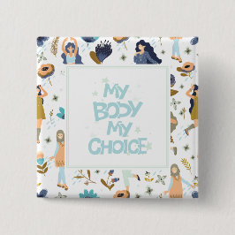 Pro-Choice Floral gepatterned Vierkante Button 5,1 Cm