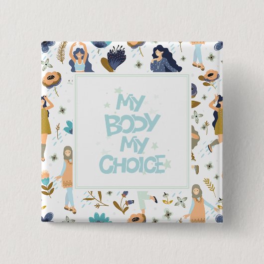 Pro-Choice Floral gepatterned Vierkante Button 5,1 Cm (Voorkant)