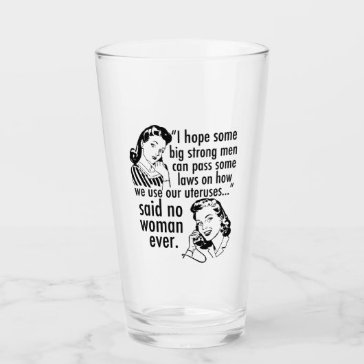 Pro Choice Humor Retro Politieke Cartoon Glas (Voorkant)