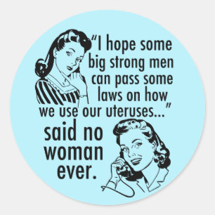 Pro Choice Humor Retro Politieke Cartoon Ronde Sticker