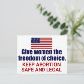 Pro Choice Keep Abortion Safe and Legal Political Briefkaart (Staand voorkant)