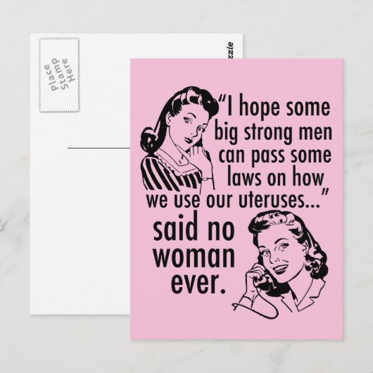 Pro Choice Laws Feminist SCOTUS Politieke Cartoon Briefkaart (Voorkant / Achterkant)