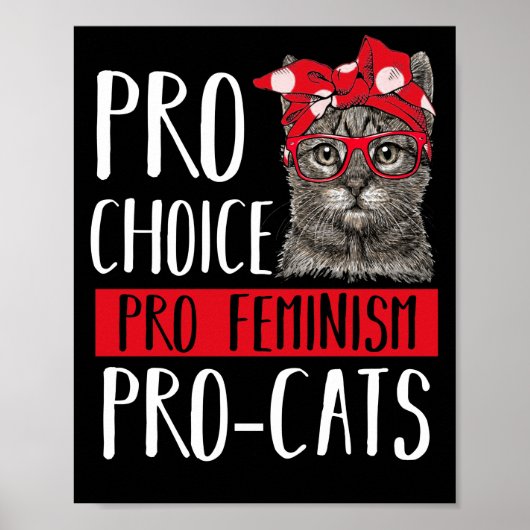 Pro Choice Pro Feminism Pro Cats Cat With Bandana Poster (Voorkant)