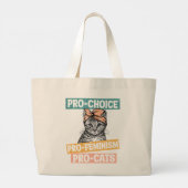 Pro-Choice, Pro-feminisme, Pro-Cat | Kat Lover Grote Tote Bag (Achterkant)