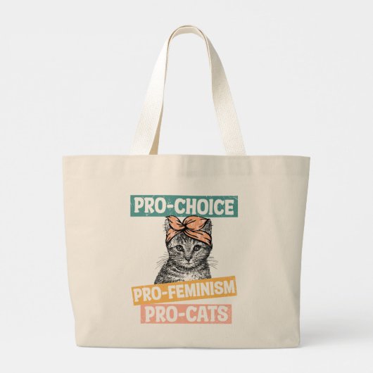 Pro-Choice, Pro-feminisme, Pro-Cat | Kat Lover Grote Tote Bag (Achterkant)