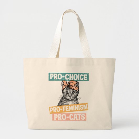 Pro-Choice, Pro-feminisme, Pro-Cat | Kat Lover Grote Tote Bag (Voorkant)