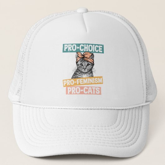 Pro-Choice, Pro-feminisme, Pro-Cat | Kat Lover Trucker Pet (Voorkant)