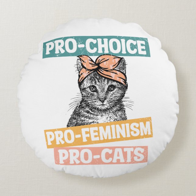 Pro Choice Pro Feminisme Pro Cats Rond Kussen (Voorkant)
