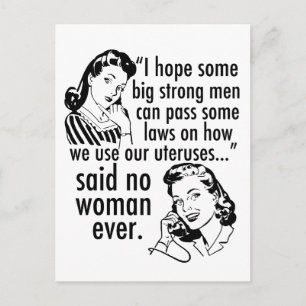 Pro Choice Retro Feministische politieke Cartoon H Briefkaart