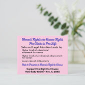 Pro Choice Roe v Wade Haal de stem uit het Veilige Briefkaart (Staand voorkant)