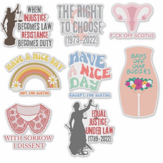 Pro Choice SCOTUS Dissent XL Sticker Assortment (Voorkant)