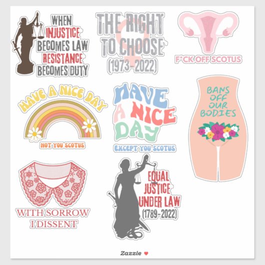 Pro Choice SCOTUS Dissent XL Sticker Assortment (Vel)