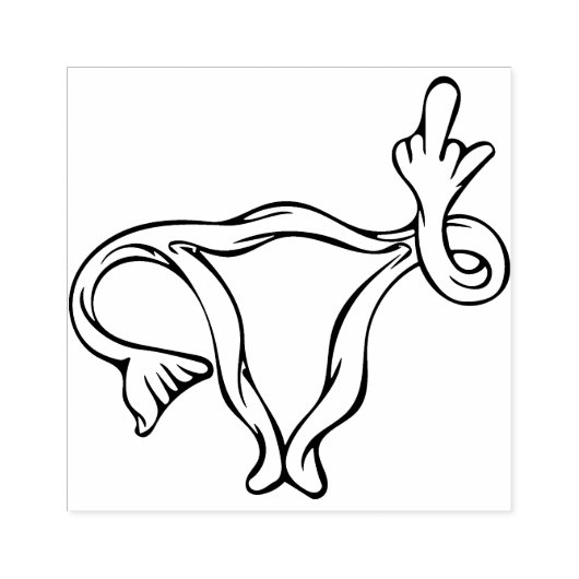 Pro-choice uterus flip off rubberstempel (Afrduk)
