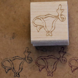 Pro-choice uterus flip off rubberstempel