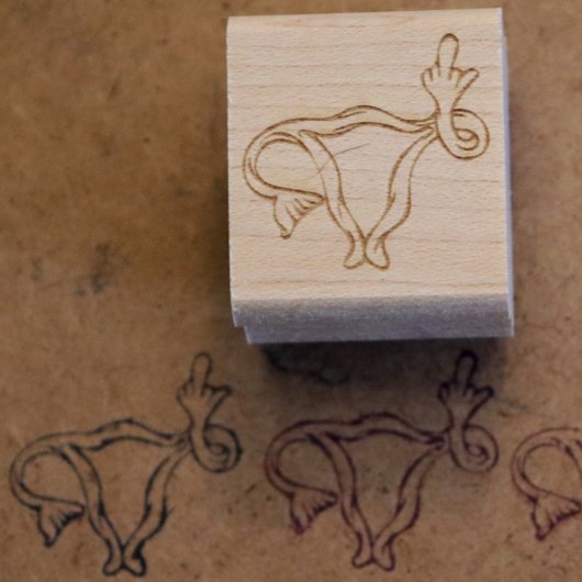 Pro-choice uterus flip off rubberstempel